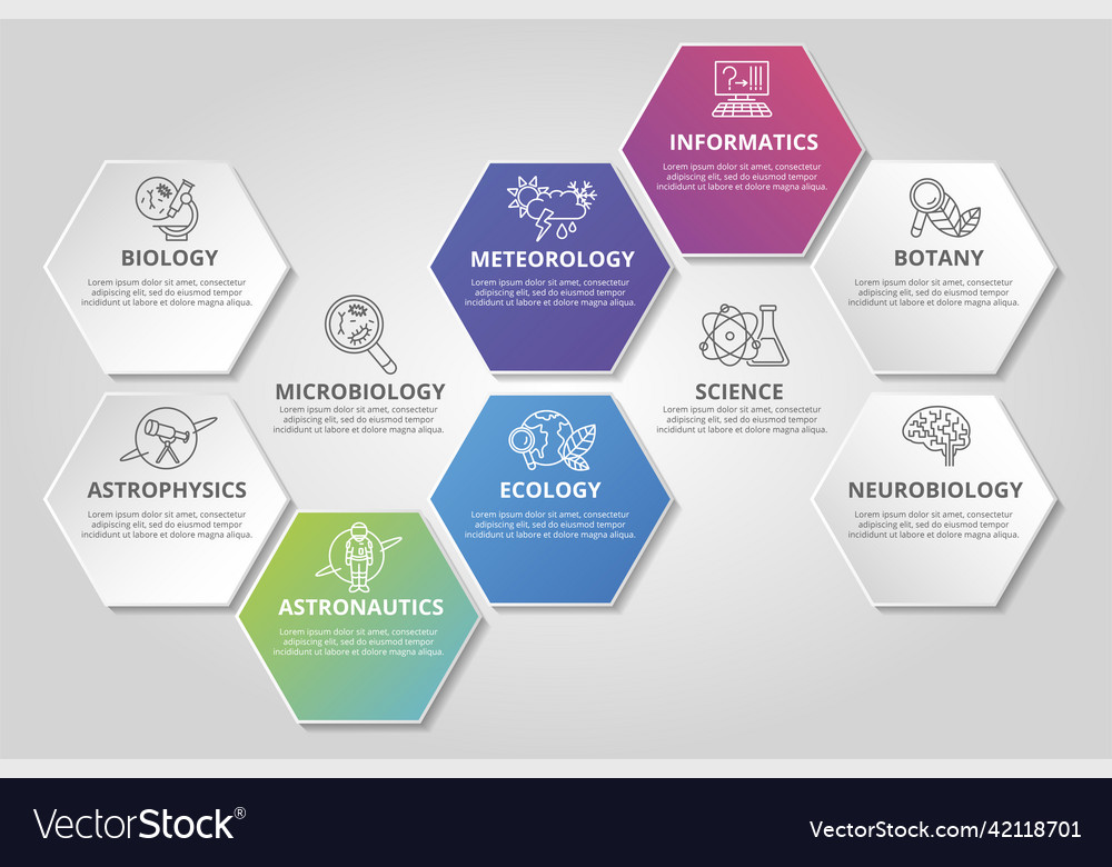 Infographic science template icons in different vector image Infographic science template icons in different