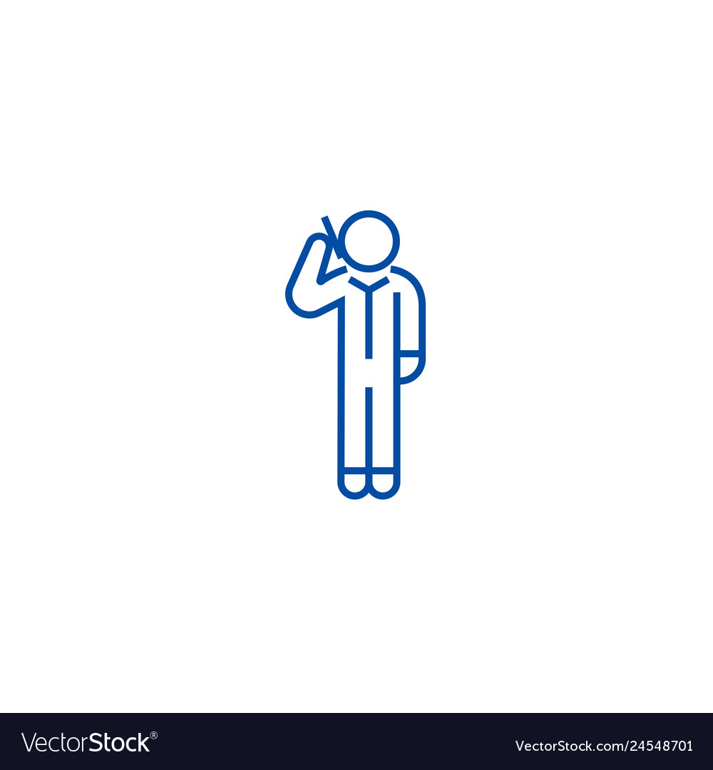 Man calling by smartphone line icon concept vector image Man calling by smartphone line icon concept