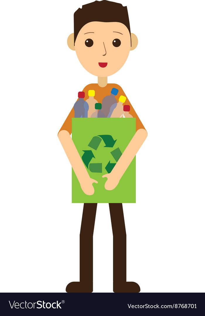 Man recycling plastic bottles standing Royalty Free Vector