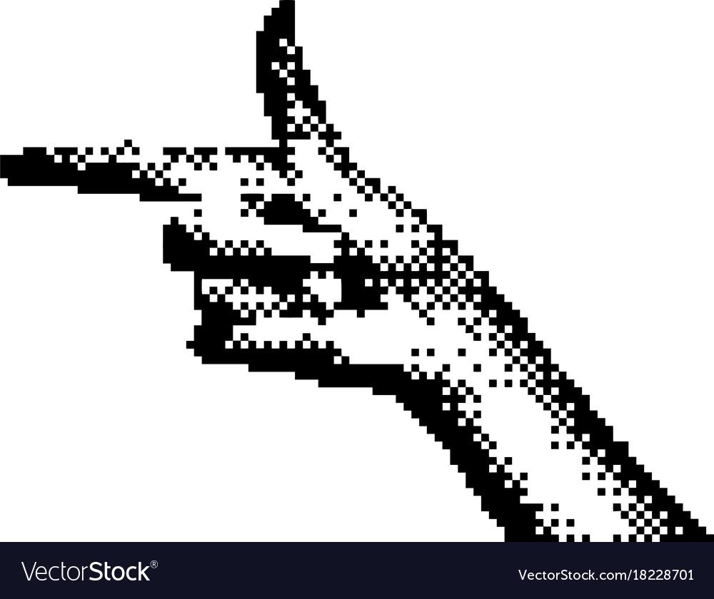 Right hand pointing 8 bit minimalistic pixel art