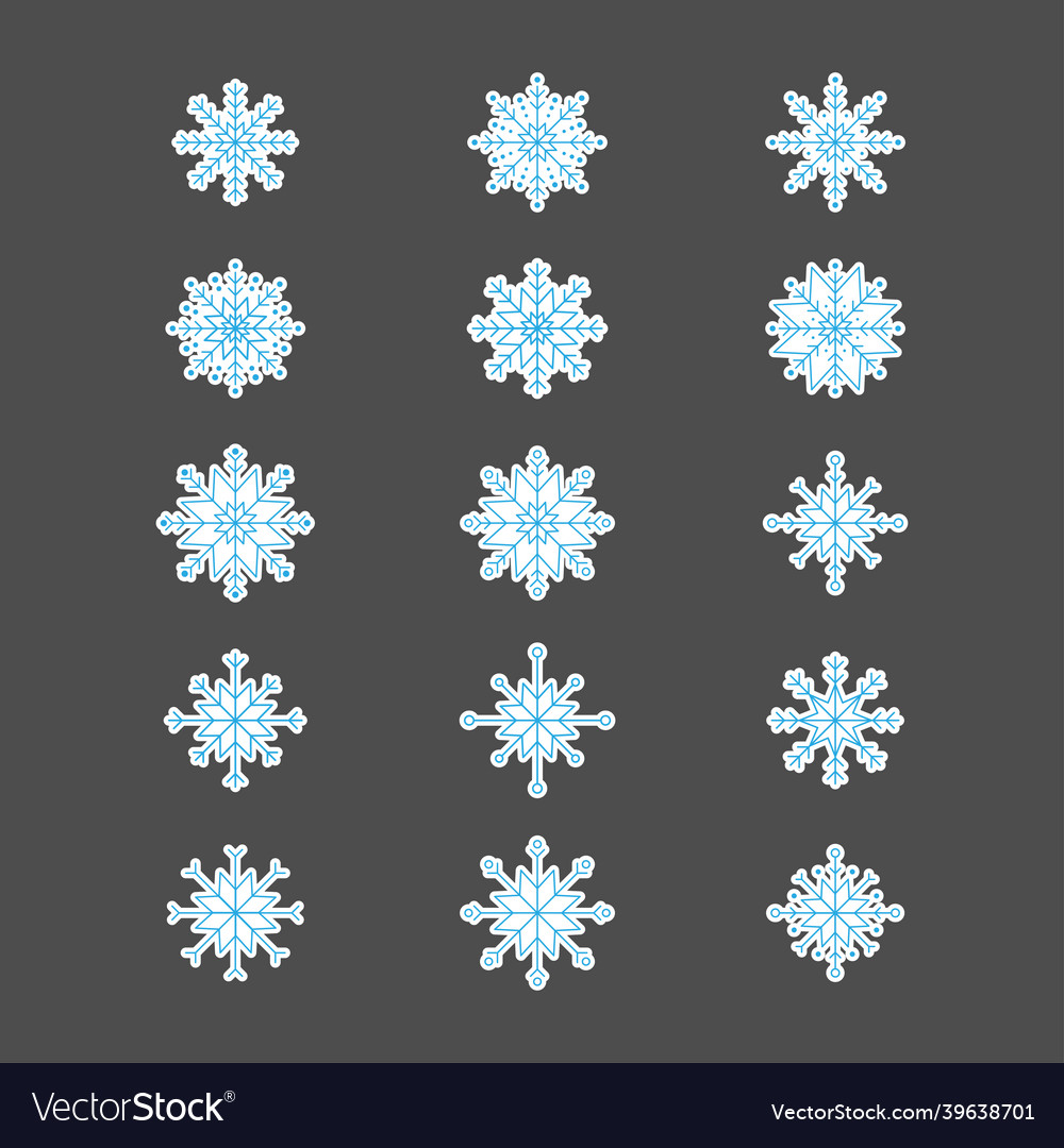 Set of abstract snowflakes design elements