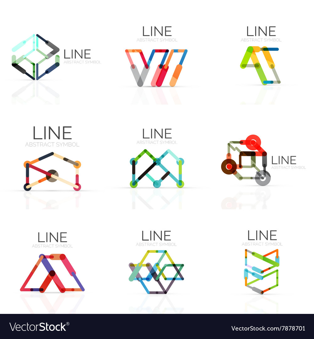 Set of linear abstract logos connected