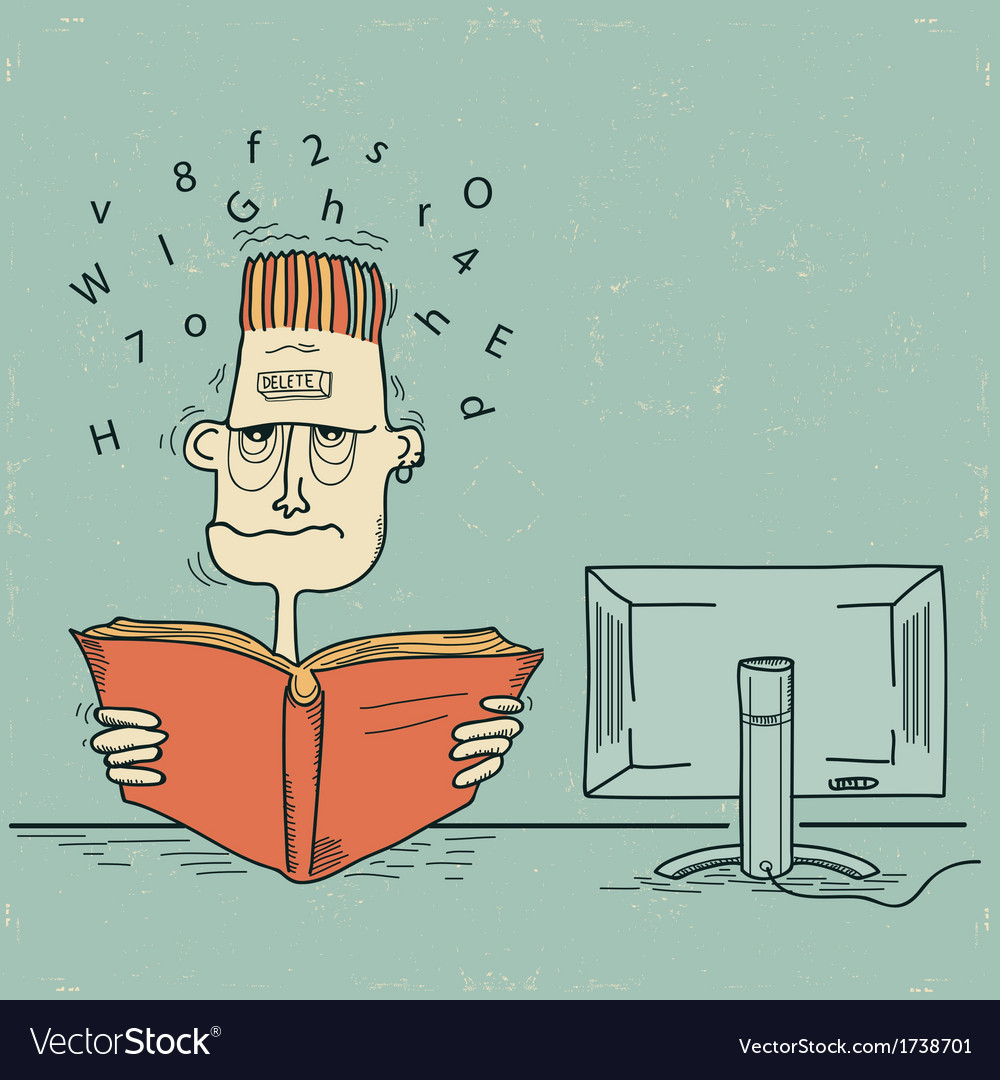 Student and computer man is exhausted from working