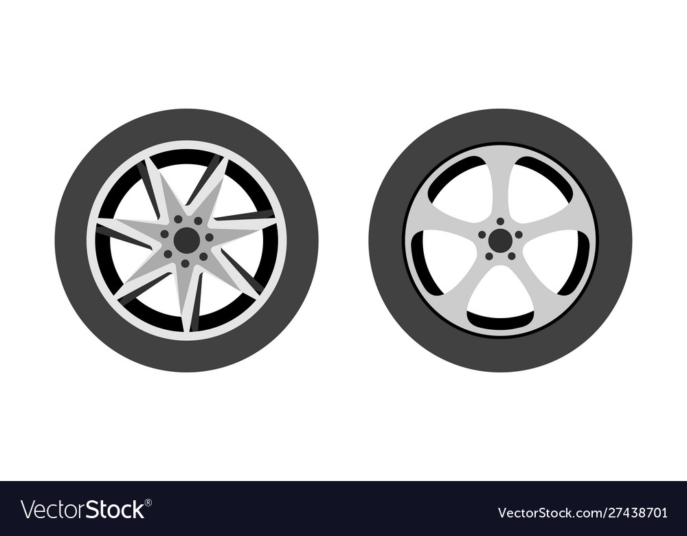 Wheel icon set isolated on white background vector image Wheel icon set isolated on white background