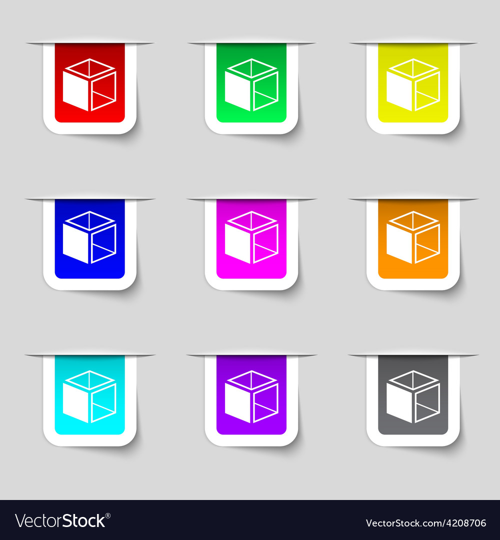 3d cube icon sign set of multicolored modern