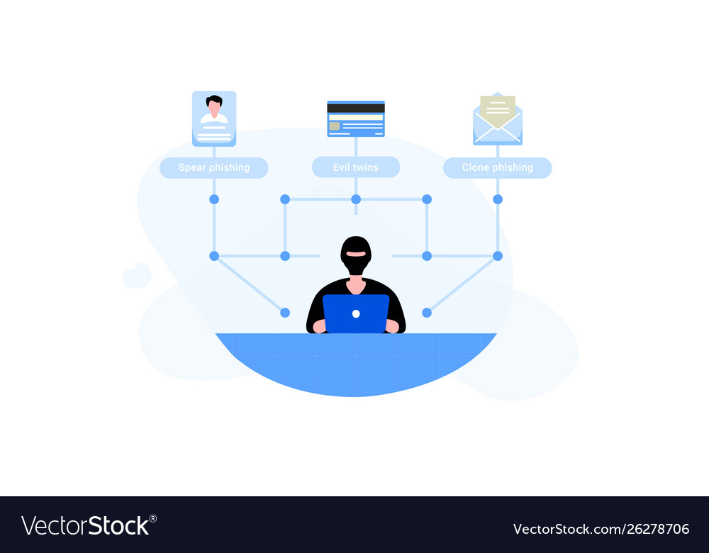 A hacker whos making illegal phishing actions vector image A hacker whos making illegal phishing actions