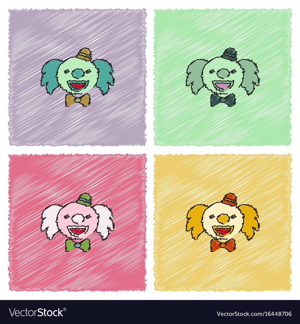 Circus clown set in hatching style