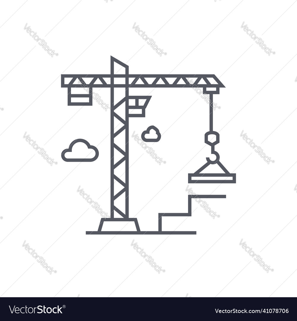 Construction crane - modern black line design Vector Image