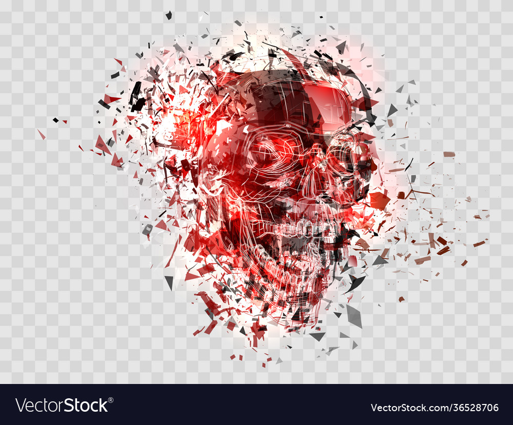 Exploded skull with splashes in all directions Vector Image Exploded skull with splashes in all directions