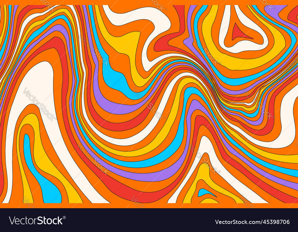 Flat groovy psychedelic background with colorful