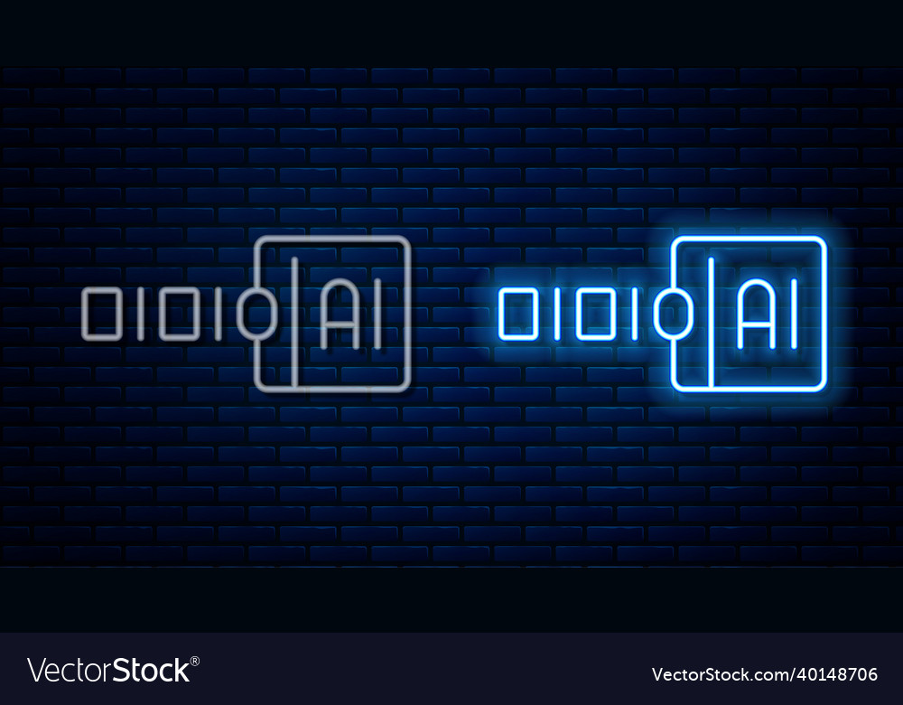 Glowing neon line binary code icon isolated vector image Glowing neon line binary code icon isolated
