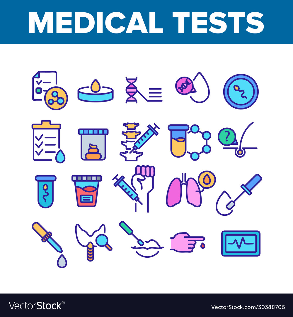 Medical test analysis collection icons set Vector Image