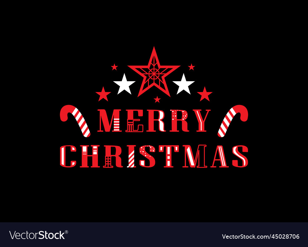Merry christmas word typography isolated Vector Image
