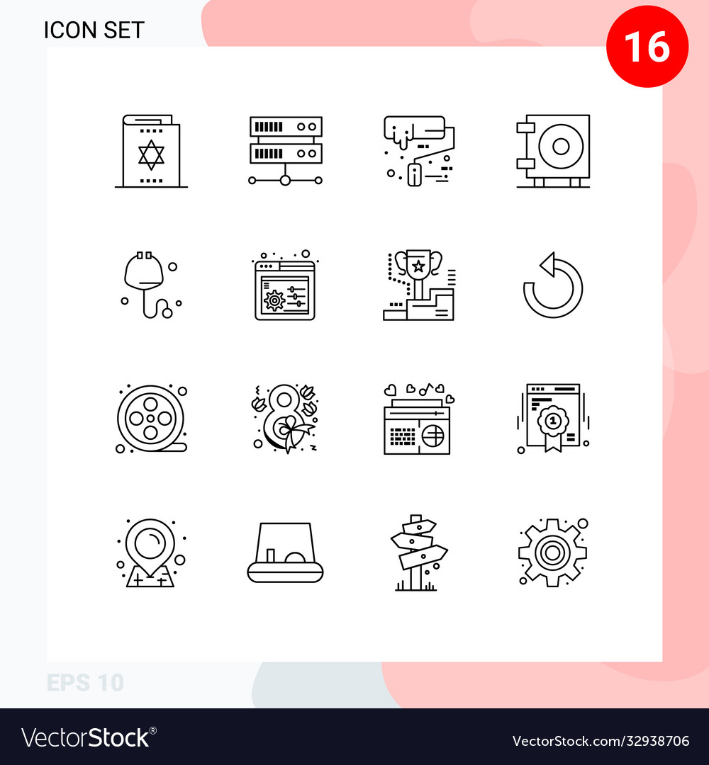 Mobile interface outline set 16 pictograms