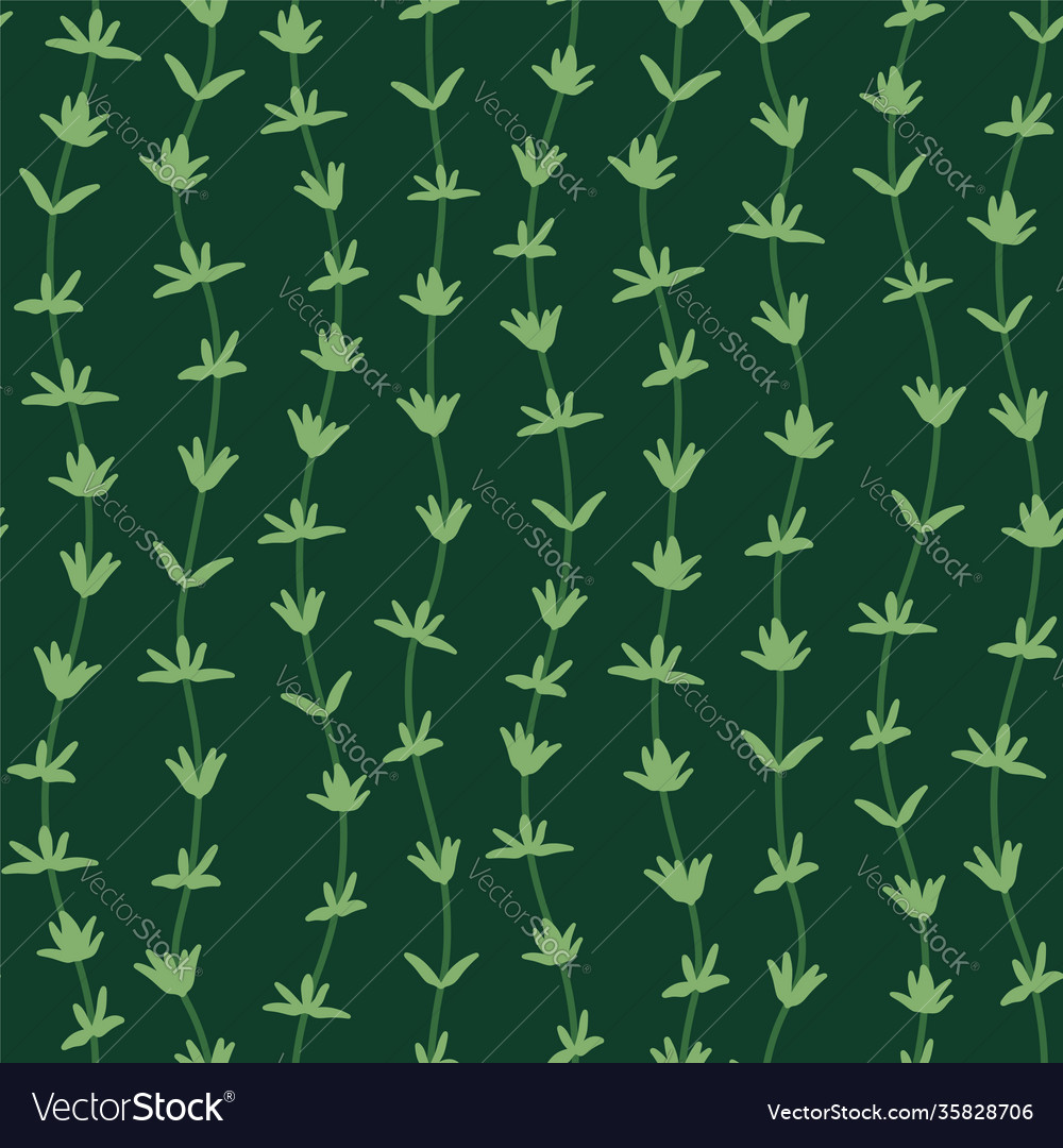 Seamless pattern with vertical branches thyme