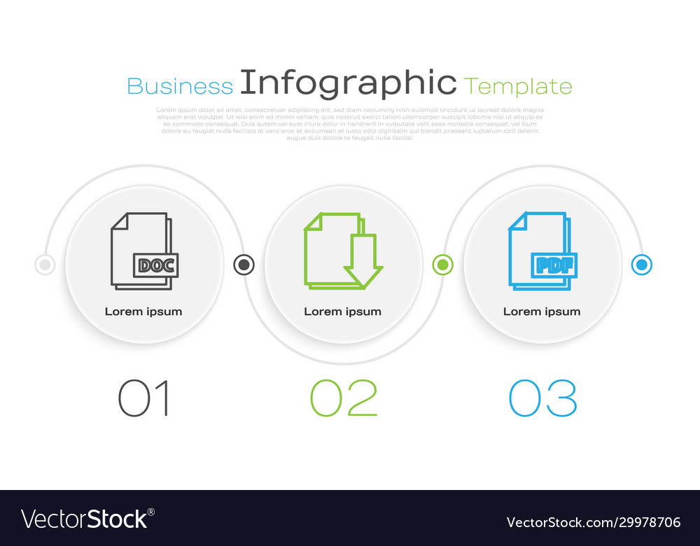 Set line doc file document with download vector image Set line doc file document with download