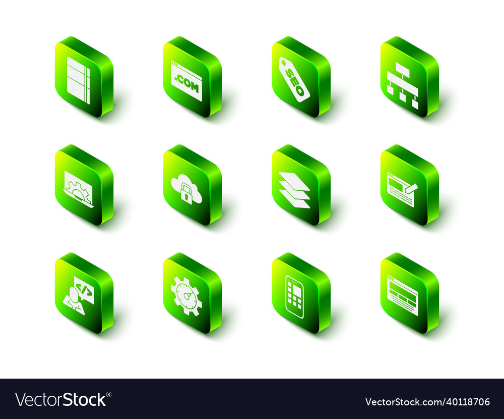 Set ui or ux design seo optimization site map vector image Set ui or ux design seo optimization site map