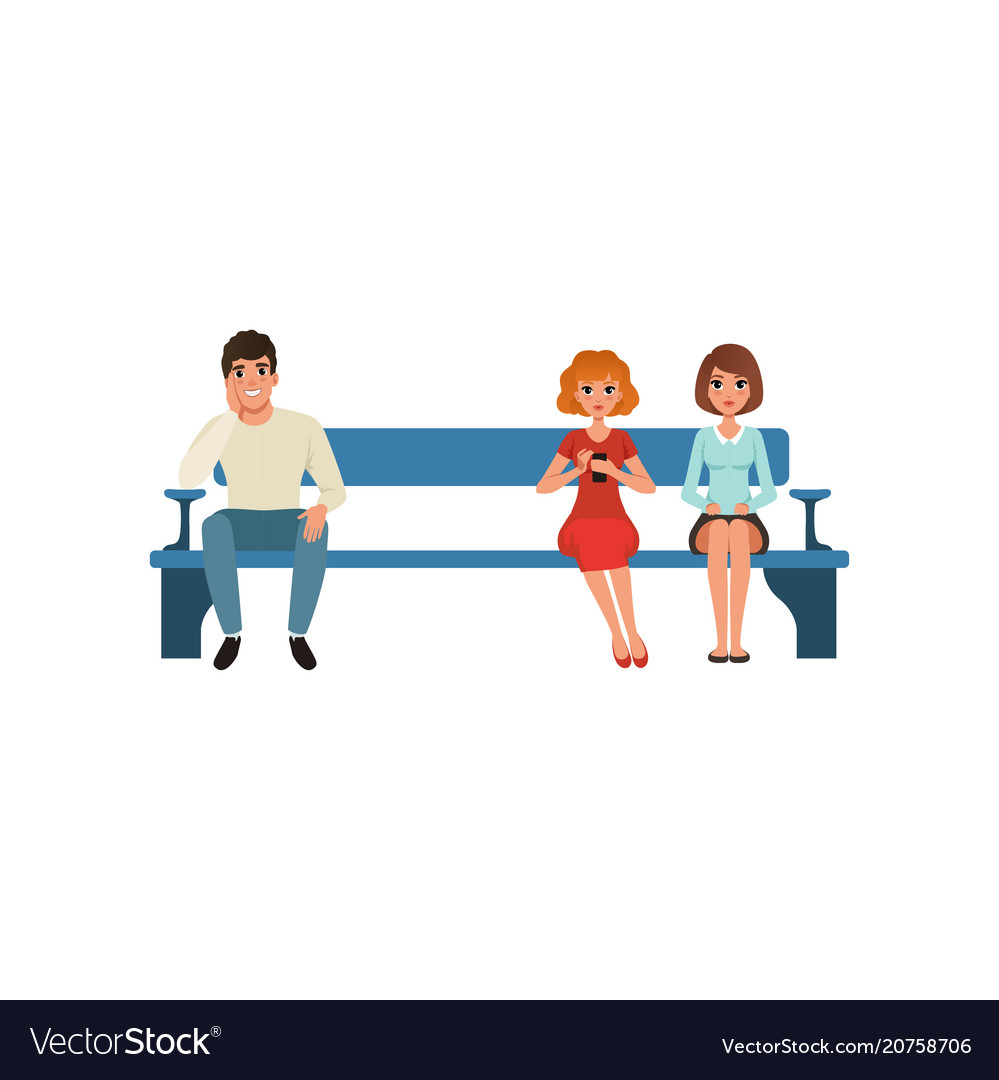 Three People Waiting on Bench