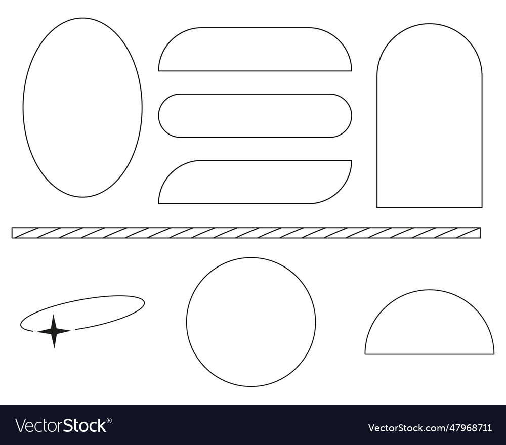 aesthetic y2k dividers elements set. Arches and circles with aura