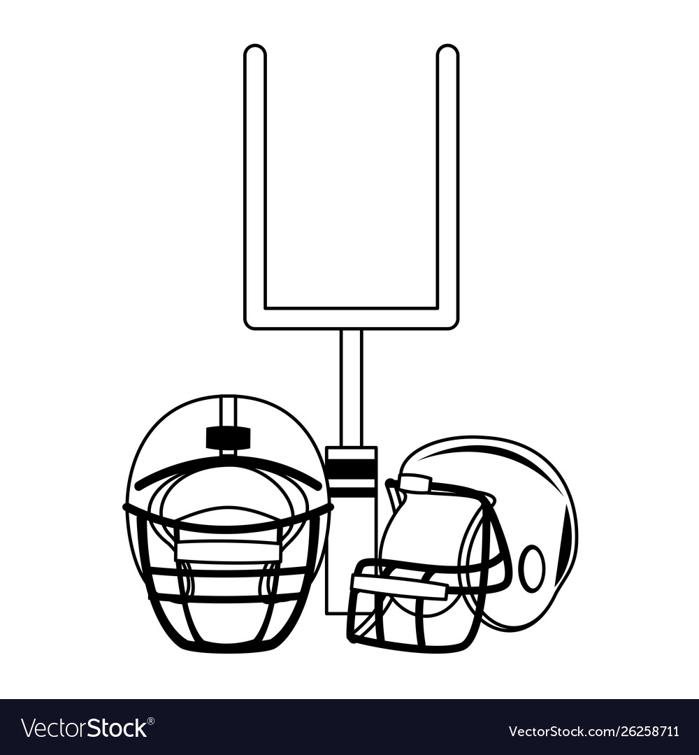 American football sport game cartoon in black Vector Image