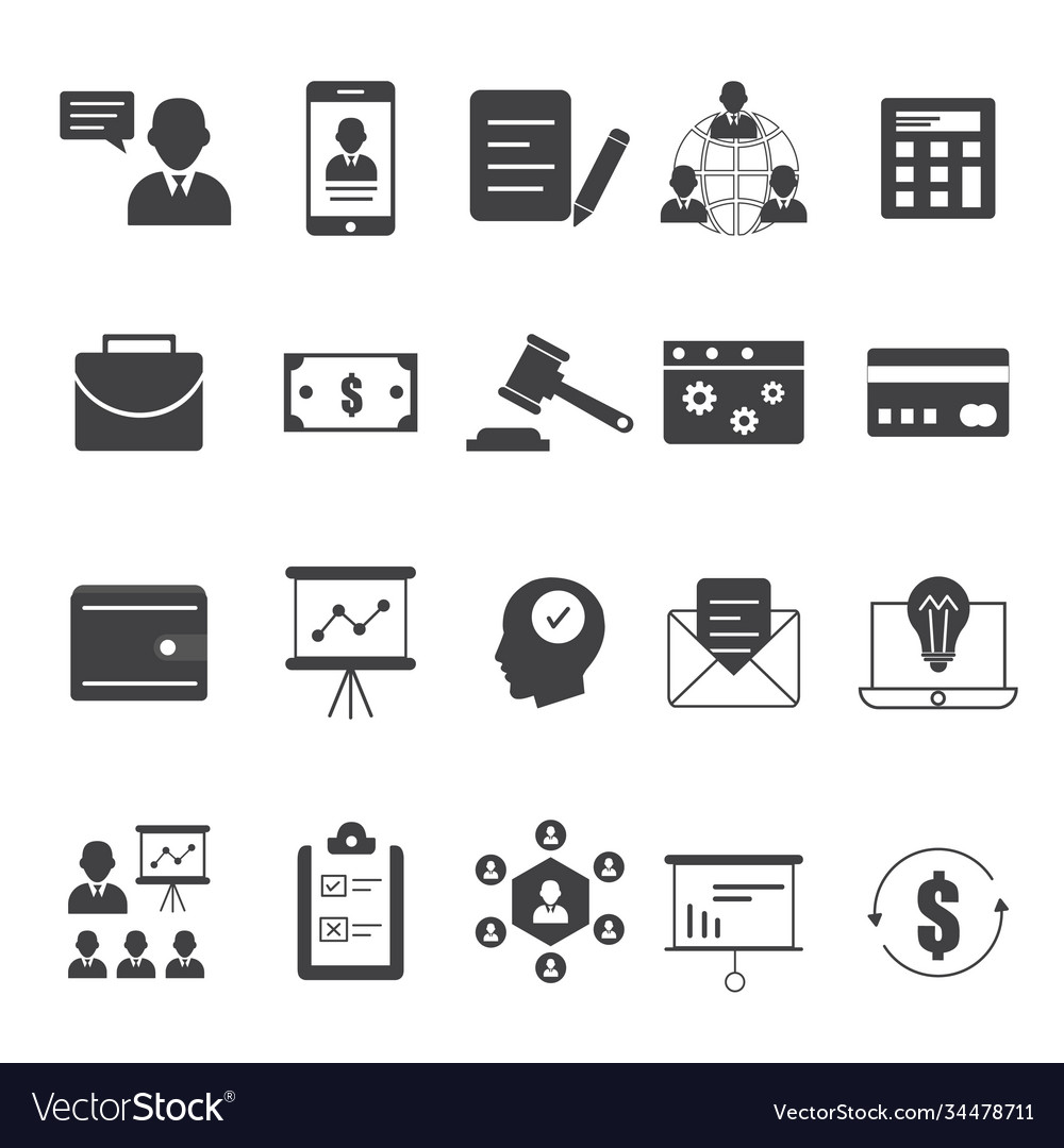 Business and management icons set