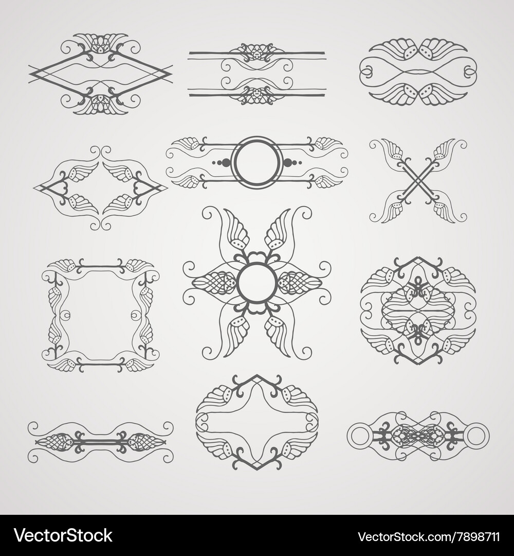 Calligraphic elements vintage set frame Royalty Free Vector
