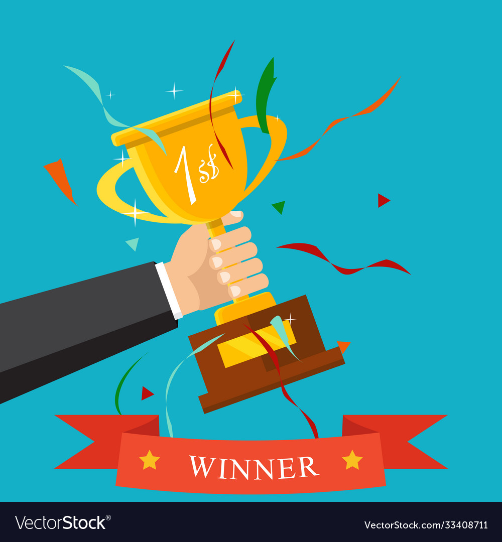 Champion trophy flat icon golden winner cup Vector Image