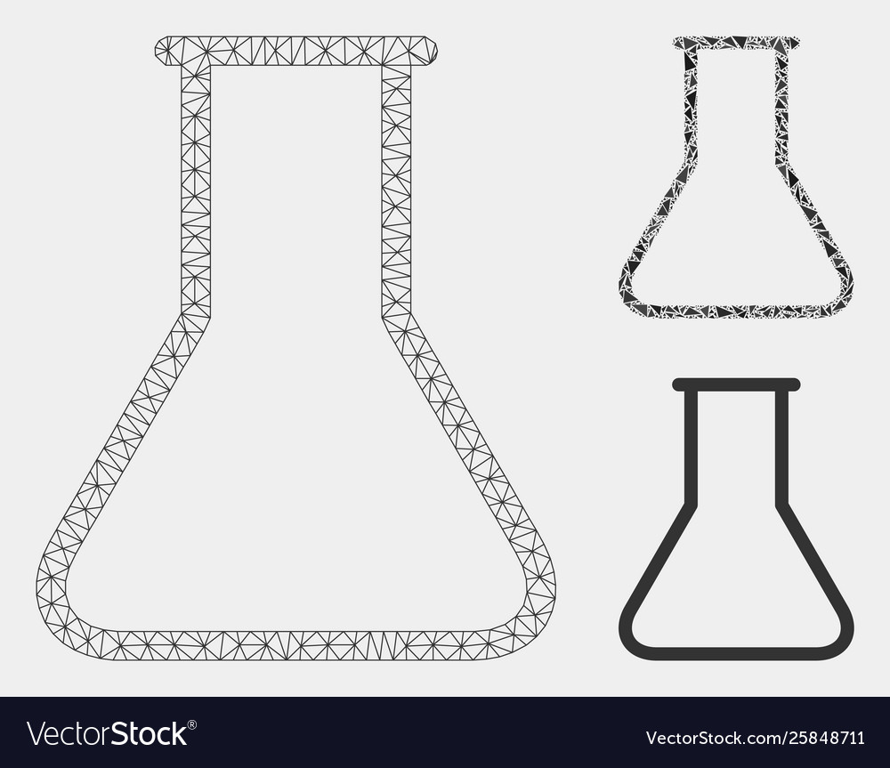 Empty flask mesh wire frame model