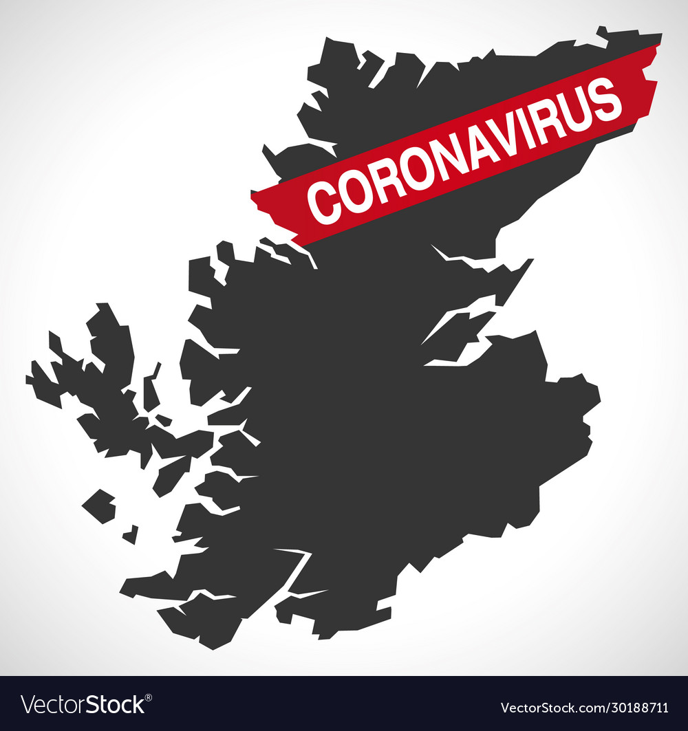 Highland scotland uk region map with coronavirus