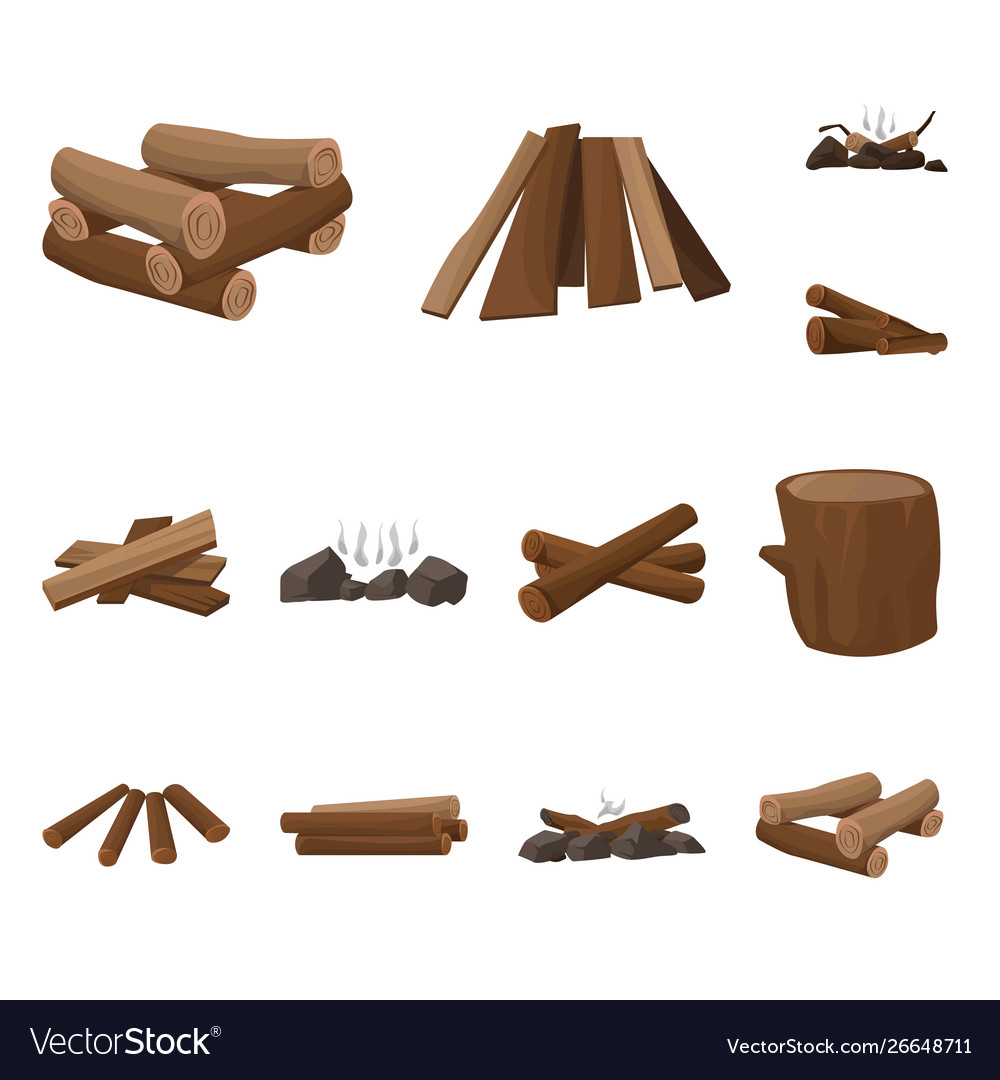 Isolated object timber and nature symbol set