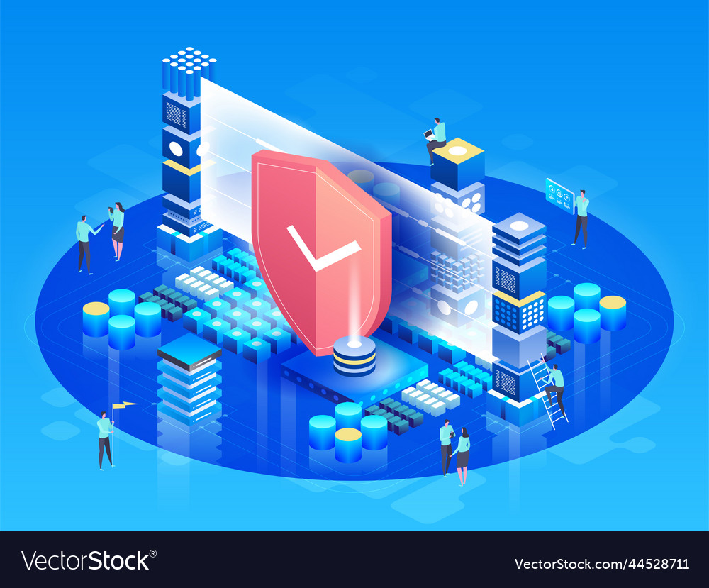 Isometric modern technologies security and data vector image Isometric modern technologies security and data