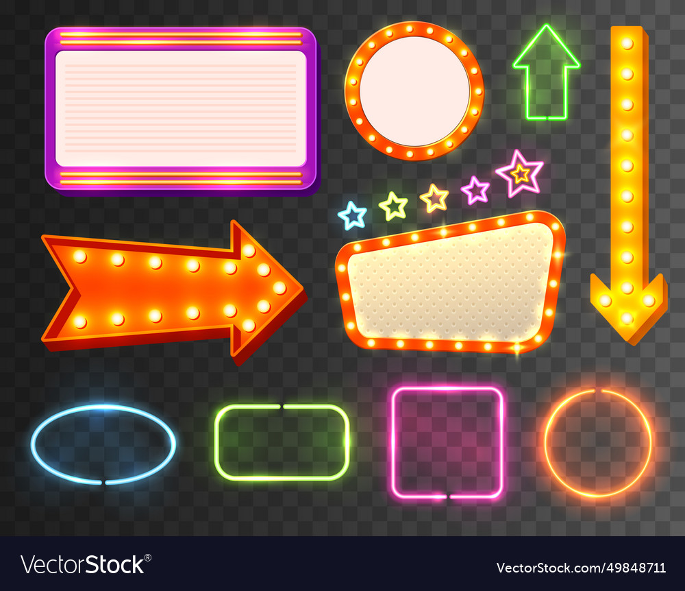 Neon sign icon set