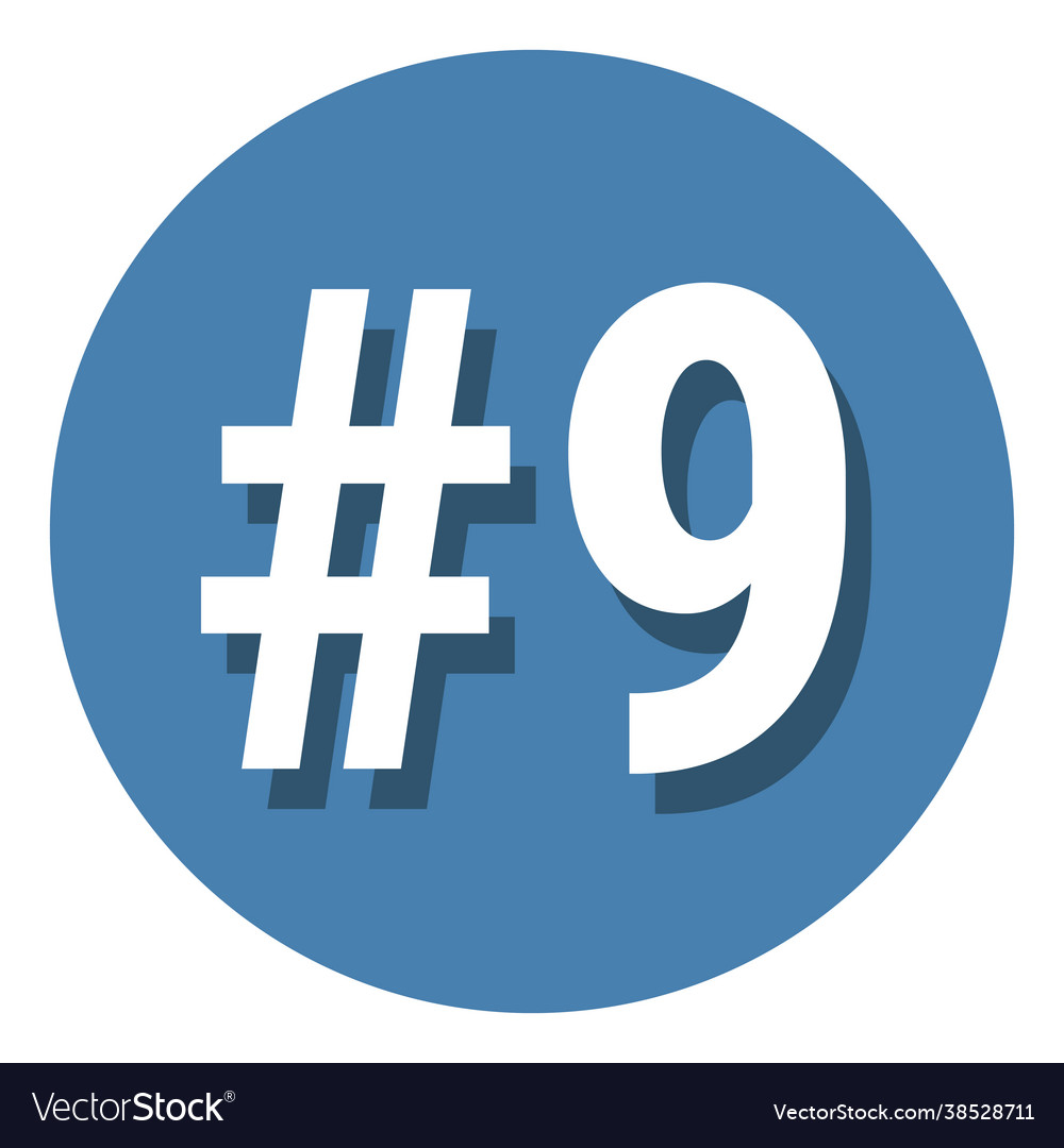 Number 9 nine symbol sign in circle 9th ninth