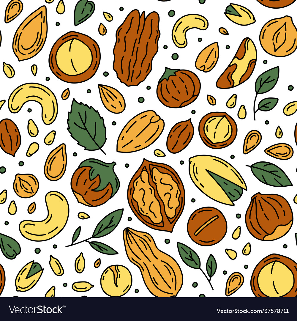 Nuts and seeds seamless pattern