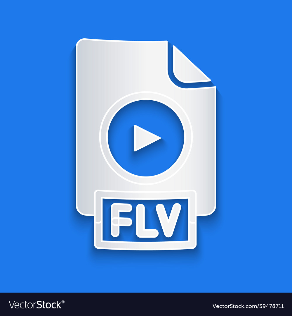Paper cut flv file document video format vector image Paper cut flv file document video format