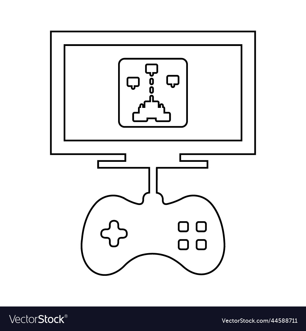 Playing game using monitor and joystick icon