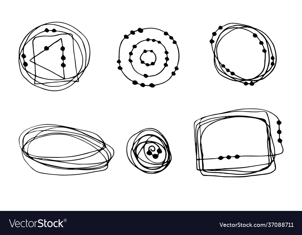 Set frames and doodling design elements Vector Image Set frames and doodling design elements