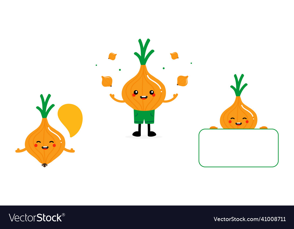 Smiling cartoon style onion characters