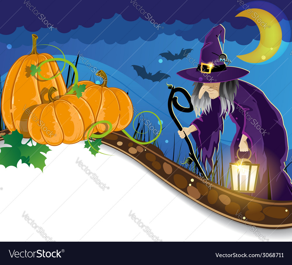 Witch And Pumpkins Royalty Free Vector Image - VectorStock