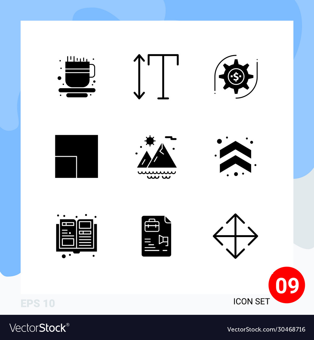 9 universal solid glyphs set for web and mobile
