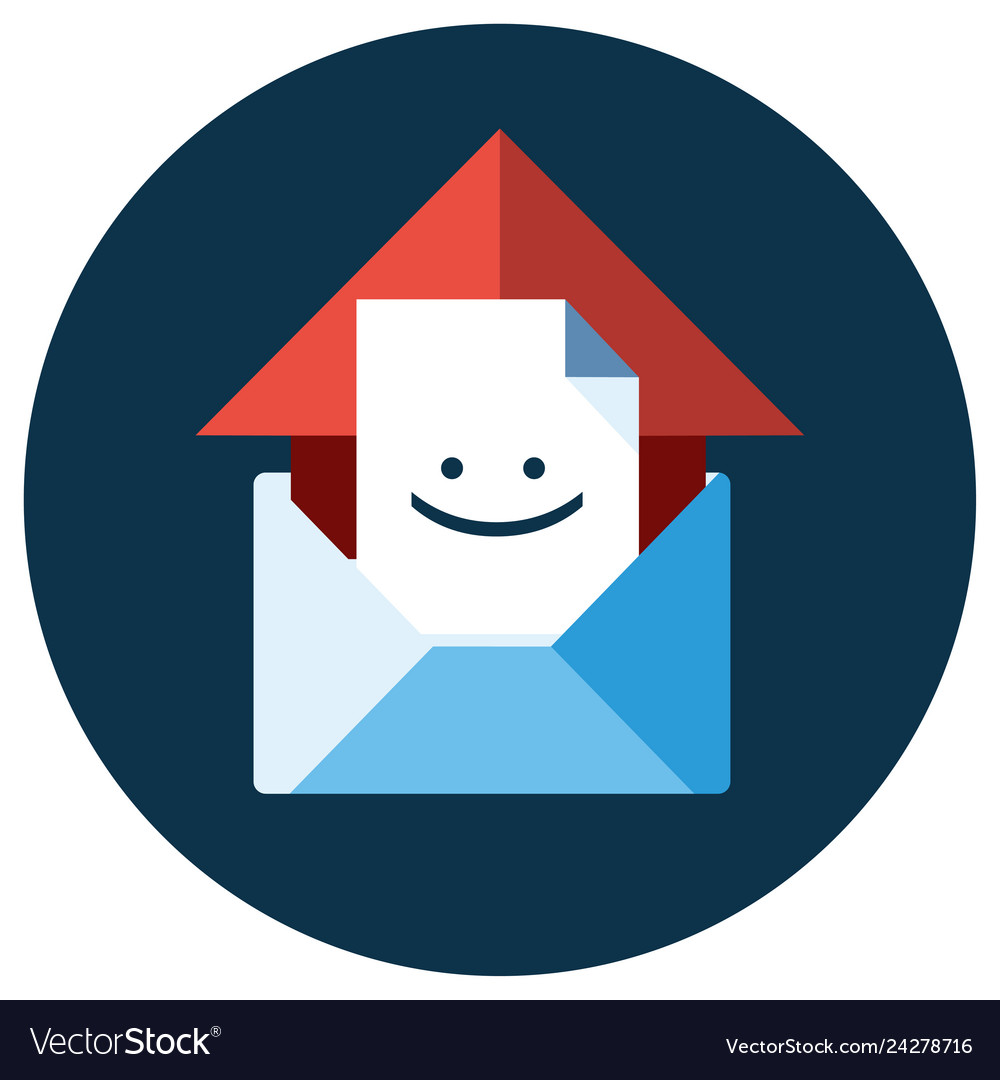 Blue flat icon open envelope and message object vector image Blue flat icon open envelope and message object