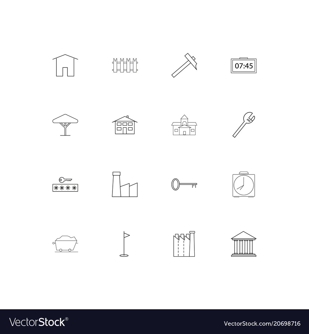 Buildings and constructions simple linear icons