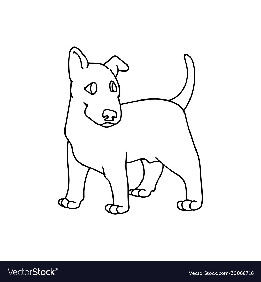 Cute Cartoon Stier Terrier Welpen Rasse monochrom