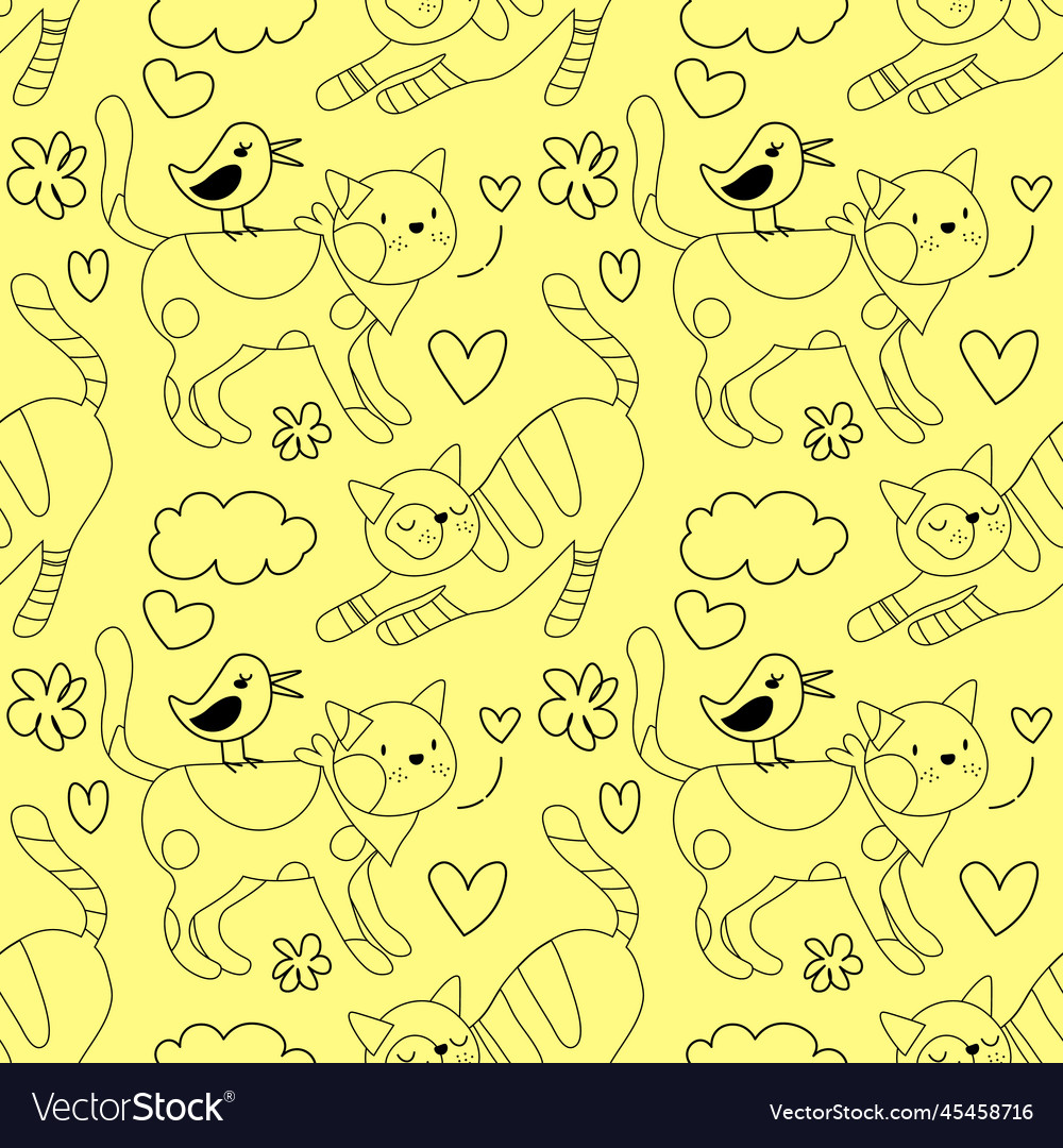 Cute cats pattern kittens are sitting