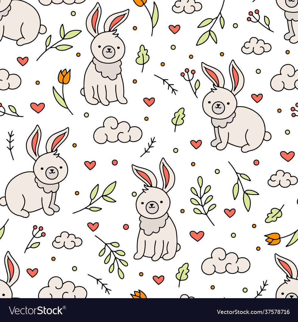 Easter seamless pattern with bunnies Royalty Free Vector