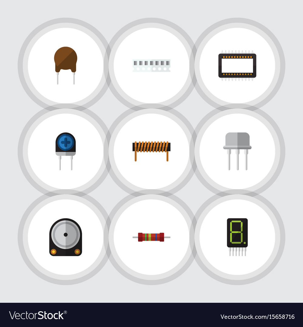 Flat icon electronics set of bobbin memory
