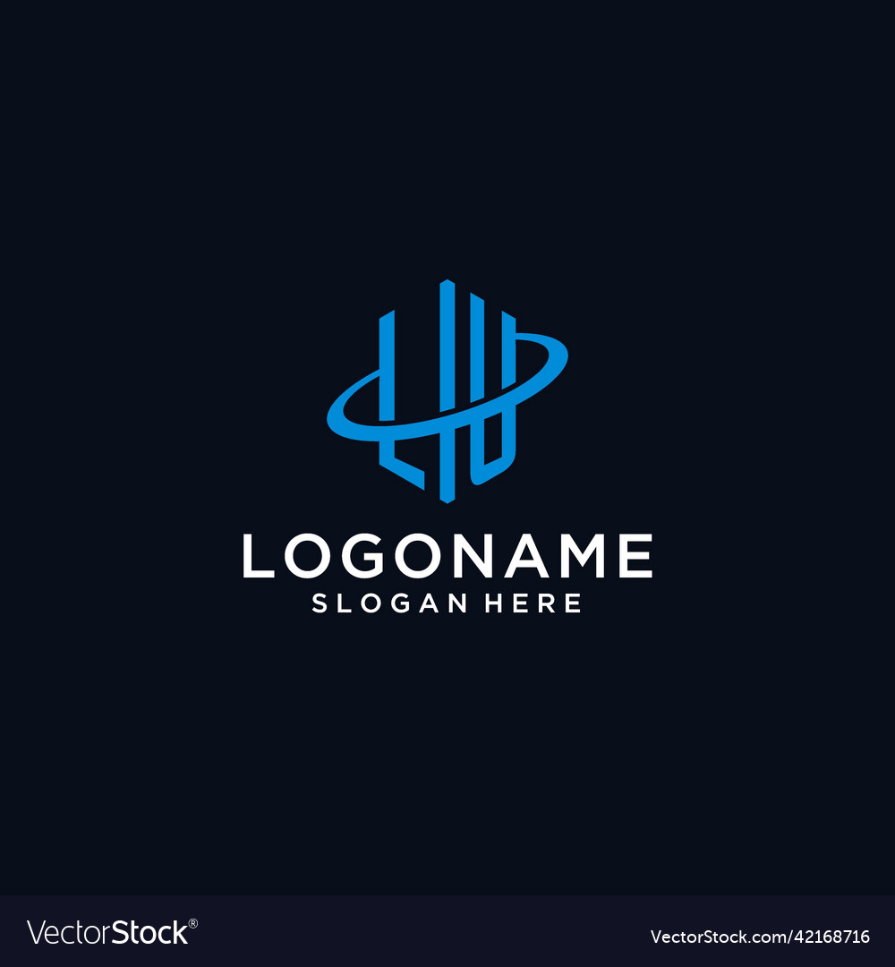 Lu initial monogram logo with hexagonal shape