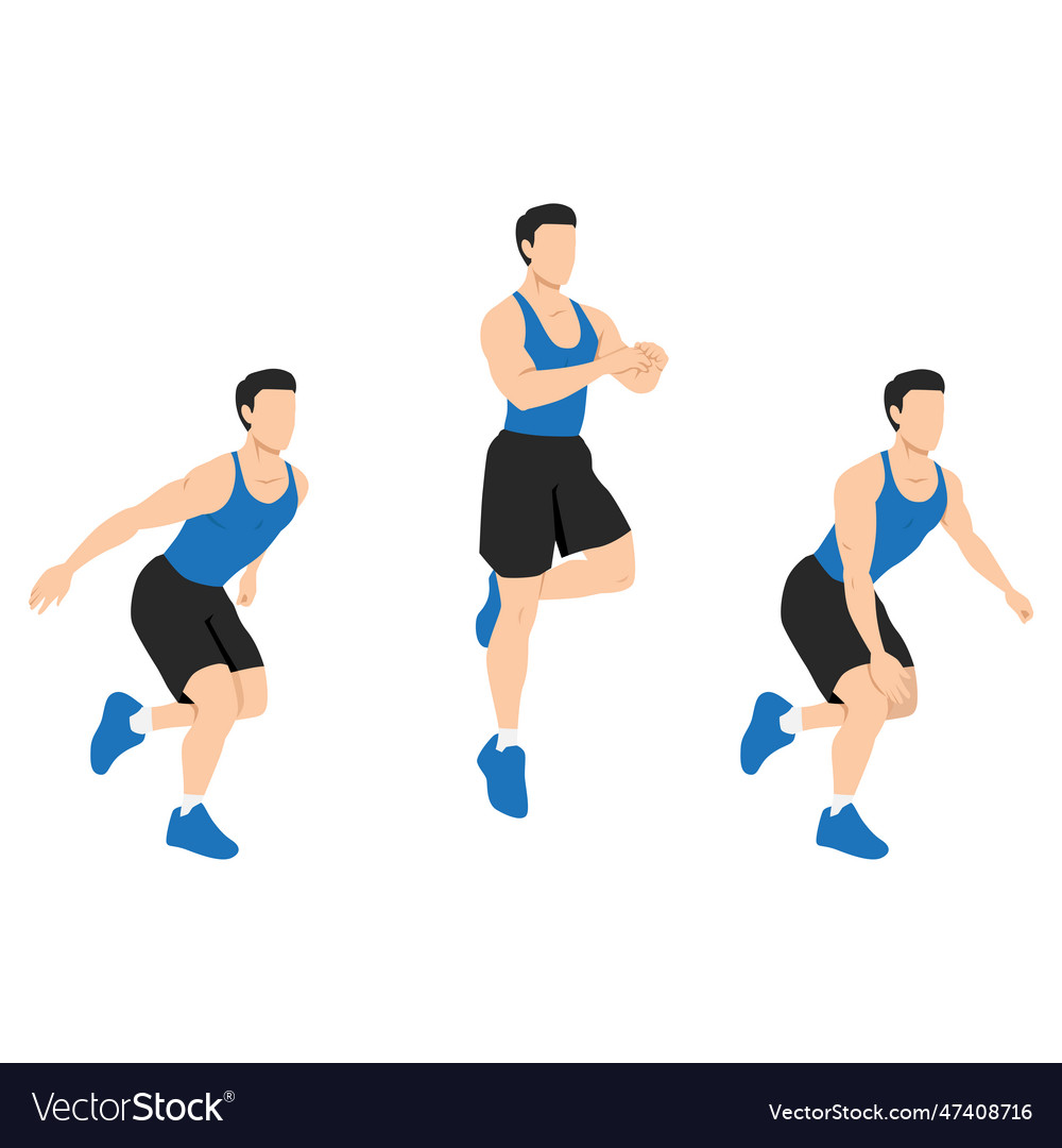 Man doing single or one leg hops or jumps exercise