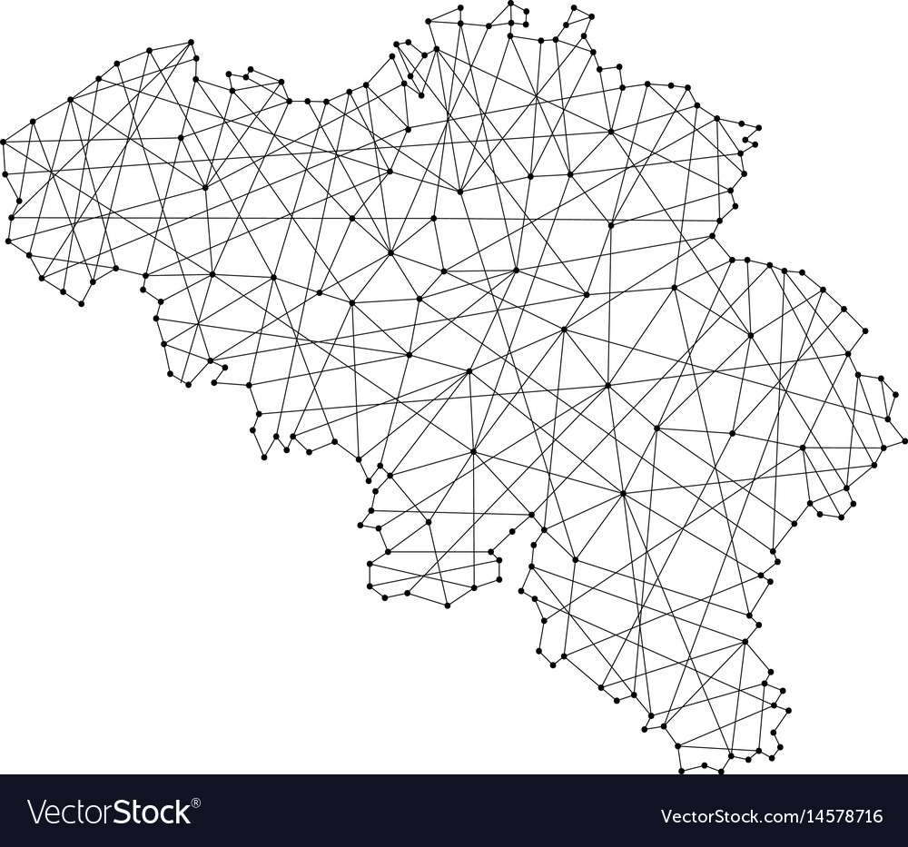 Map of belgium from polygonal black lines