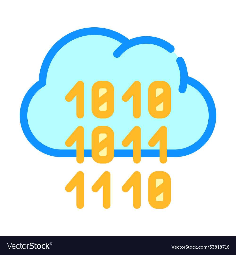 Programming binary code cloud storage color icon
